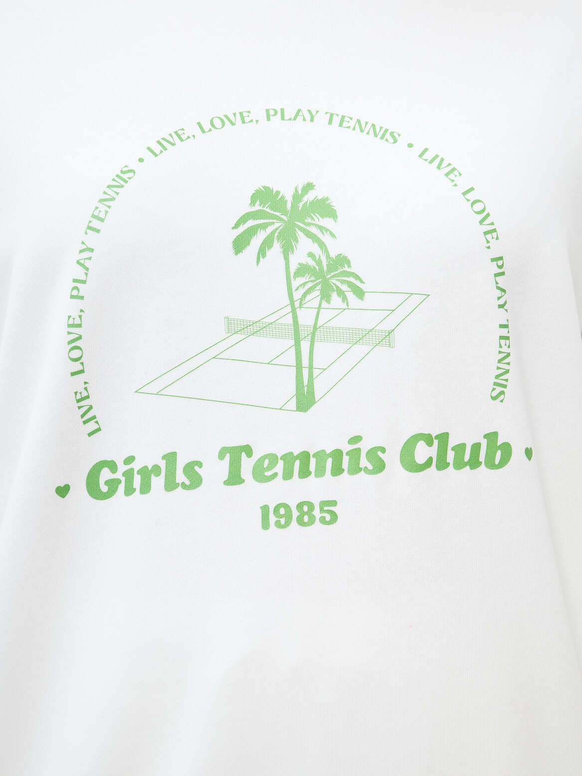 Свитшот белый с зеленым принтом Tennis