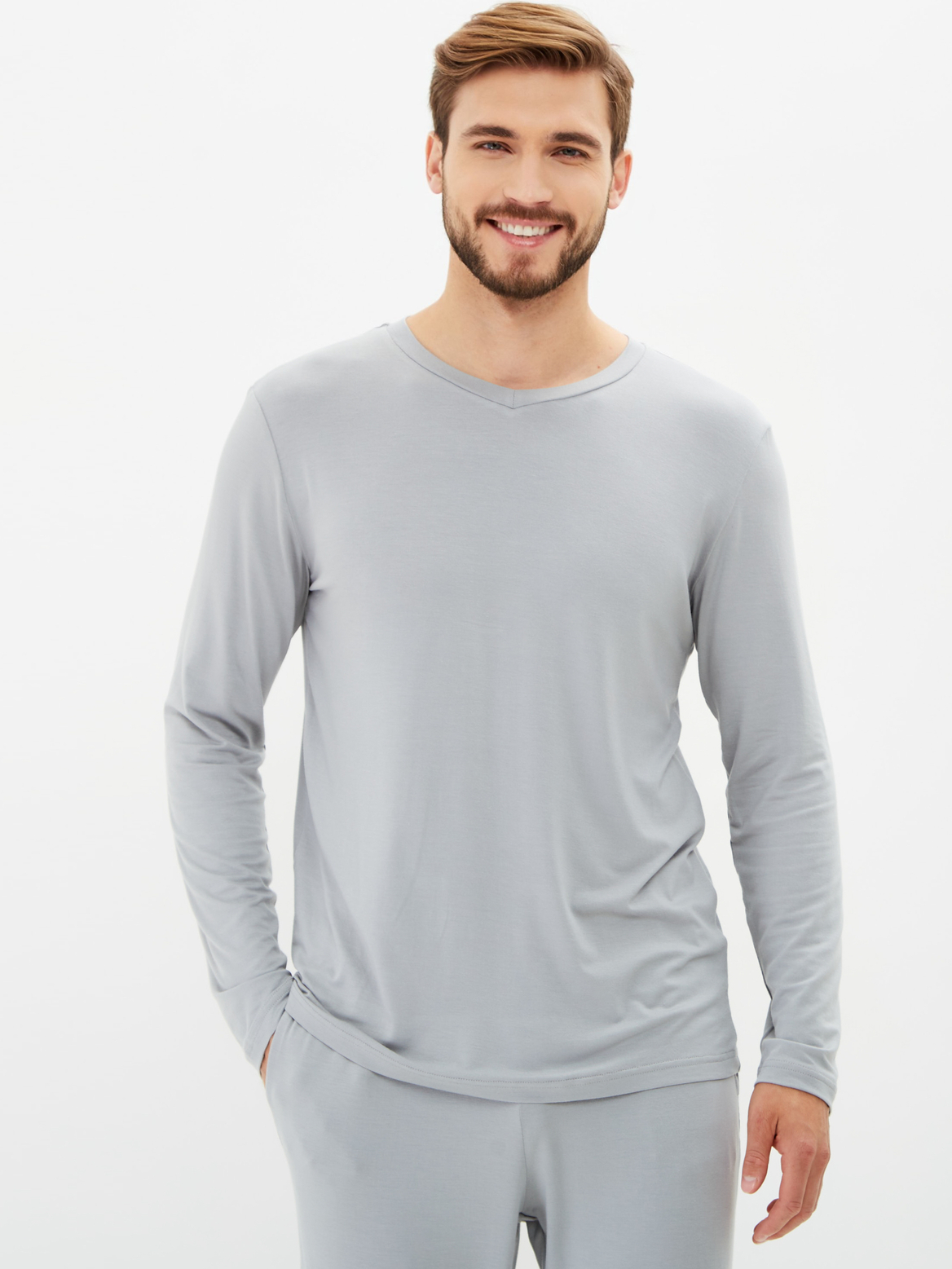 Костюм мужской лонгслив и брюки серый