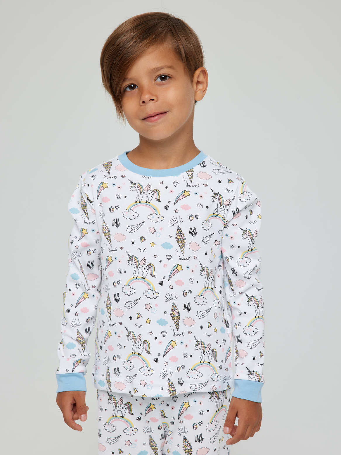 Пижама детская голубой с единорогами