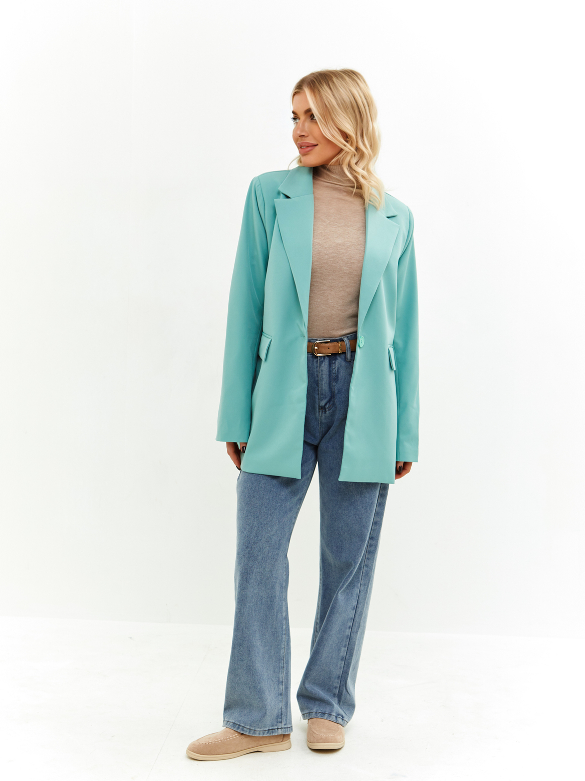 Пиджак удлиненный мятный