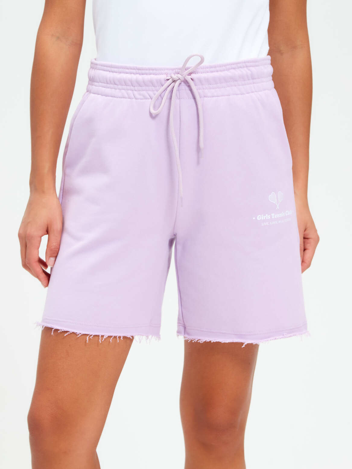 Шорты из футера с принтом лаванда