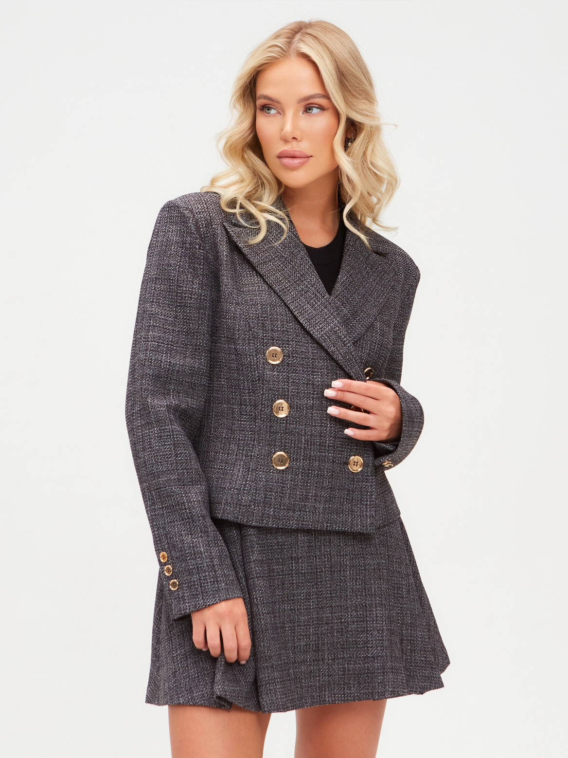 Жакет укороченный серый