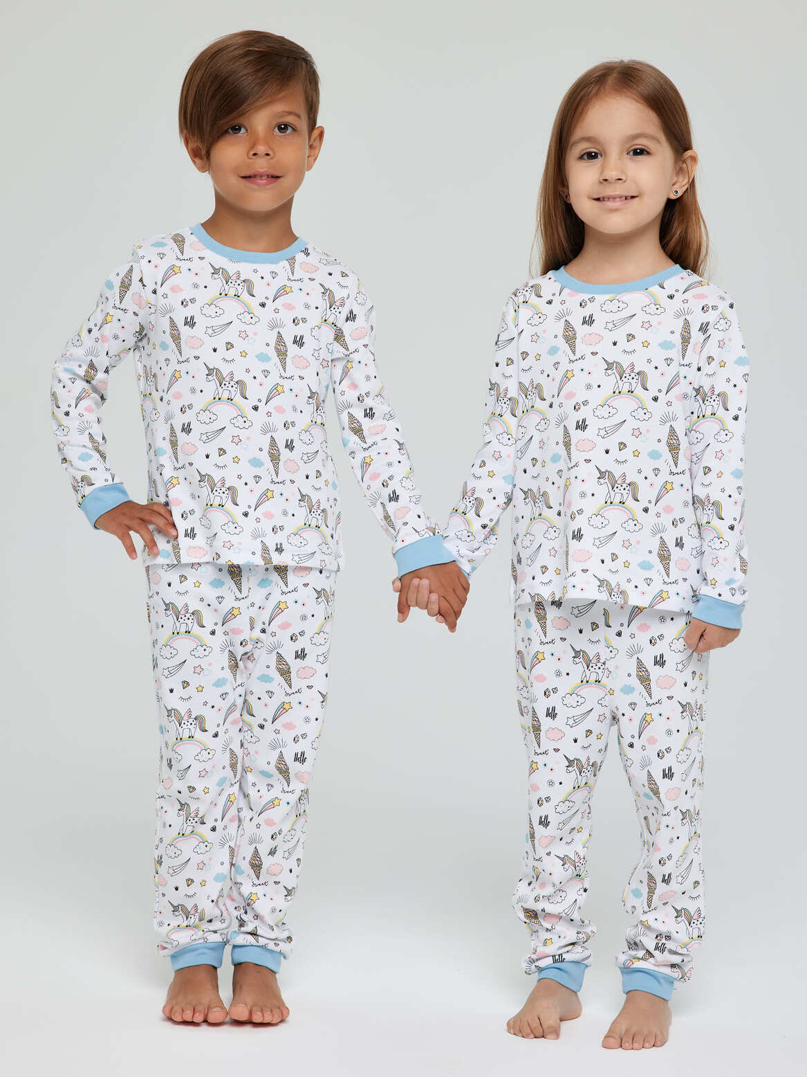 Пижама детская голубой с единорогами
