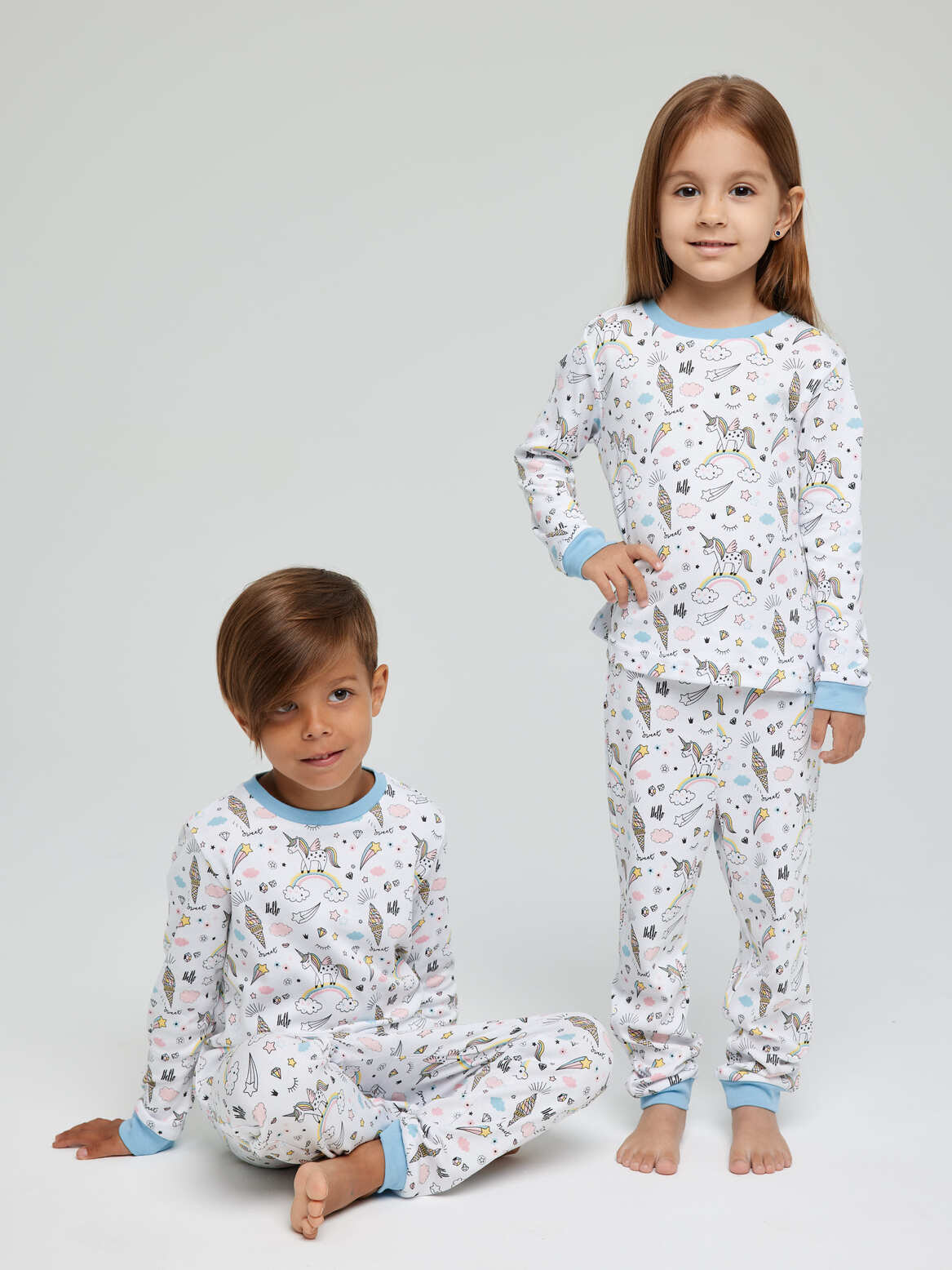 Пижама детская голубой с единорогами