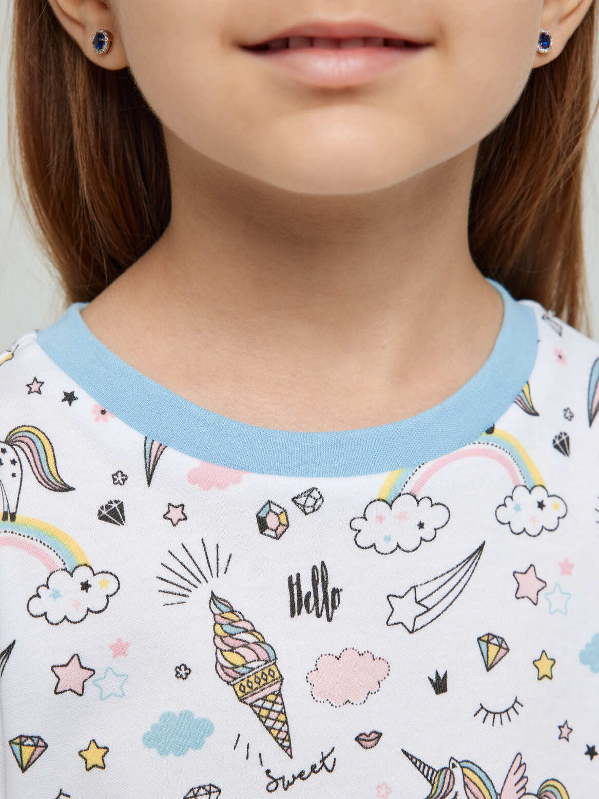 Пижама детская голубой с единорогами